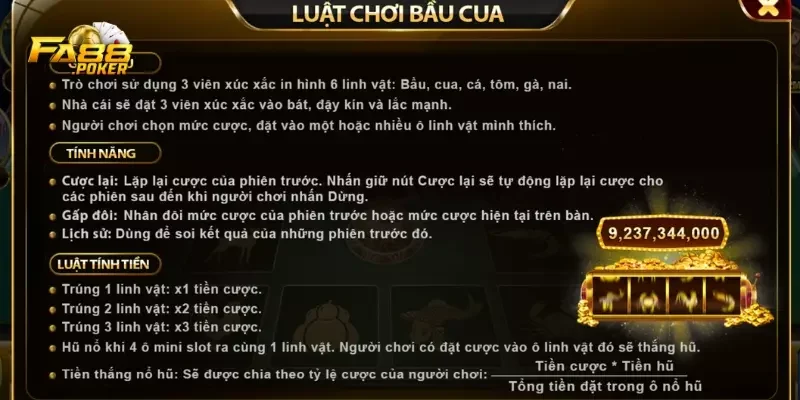 bầu cua tôm cá FA88