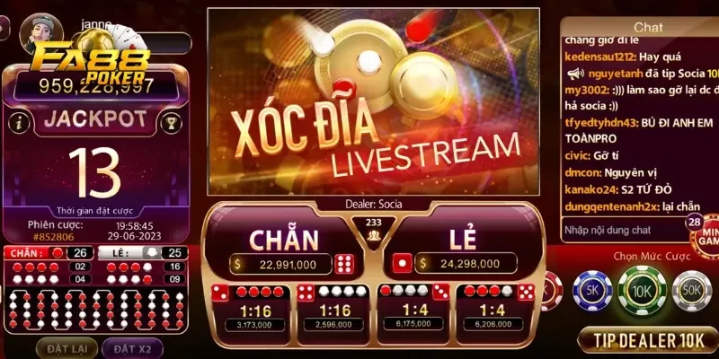 Hướng dẫn chơi xóc đĩa Live FA88