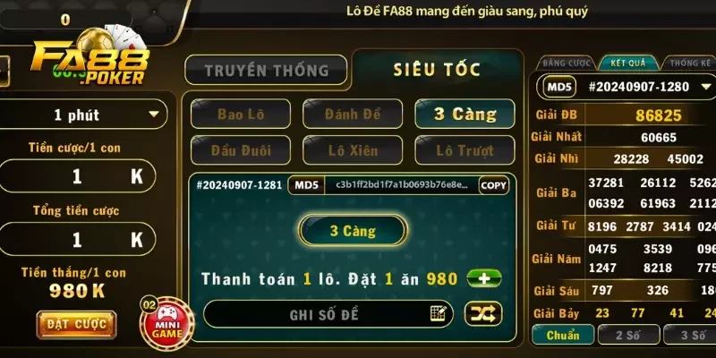 Lô đề Siêu tốc FA88